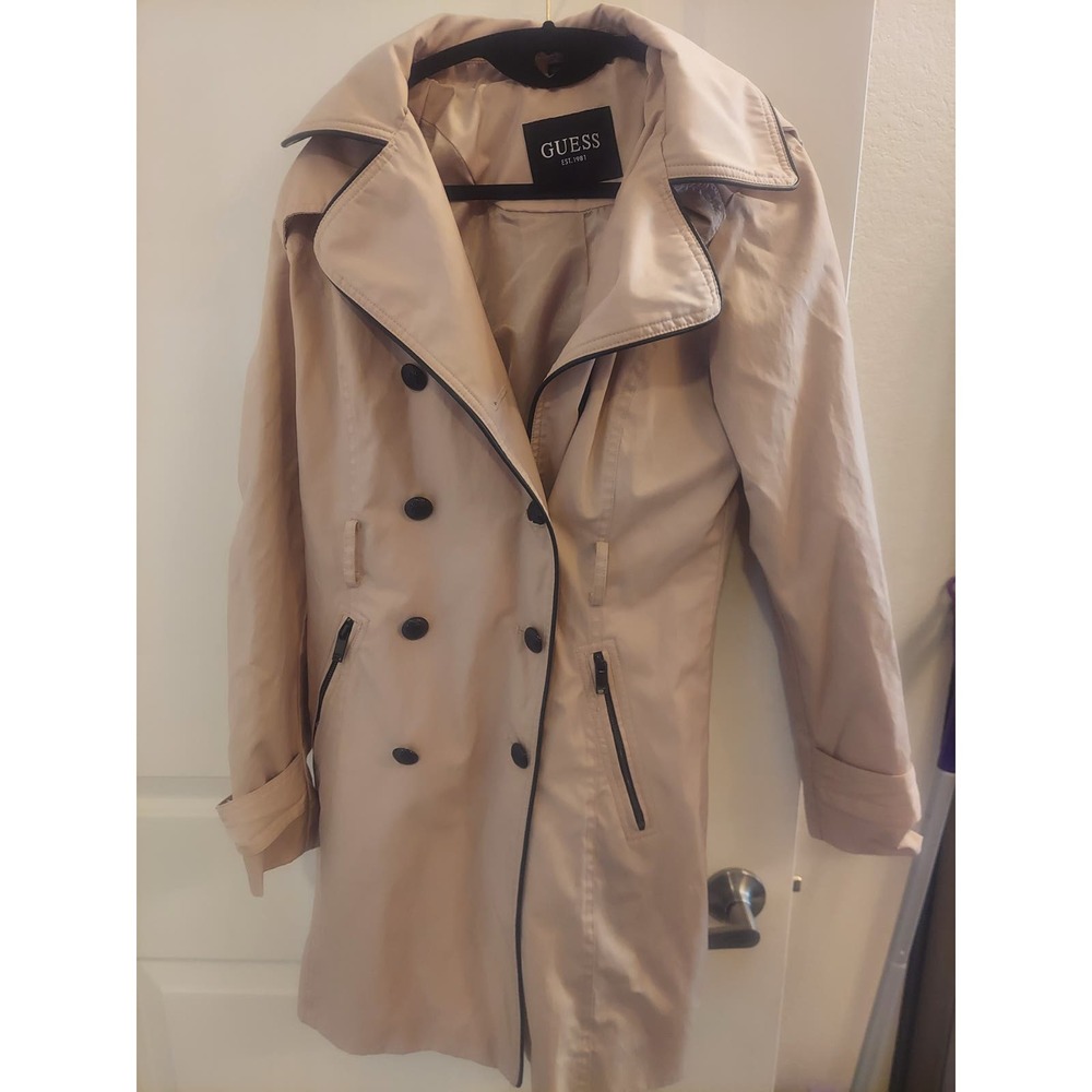 Guess Double-Breasted Trench Coat in Classic Beige